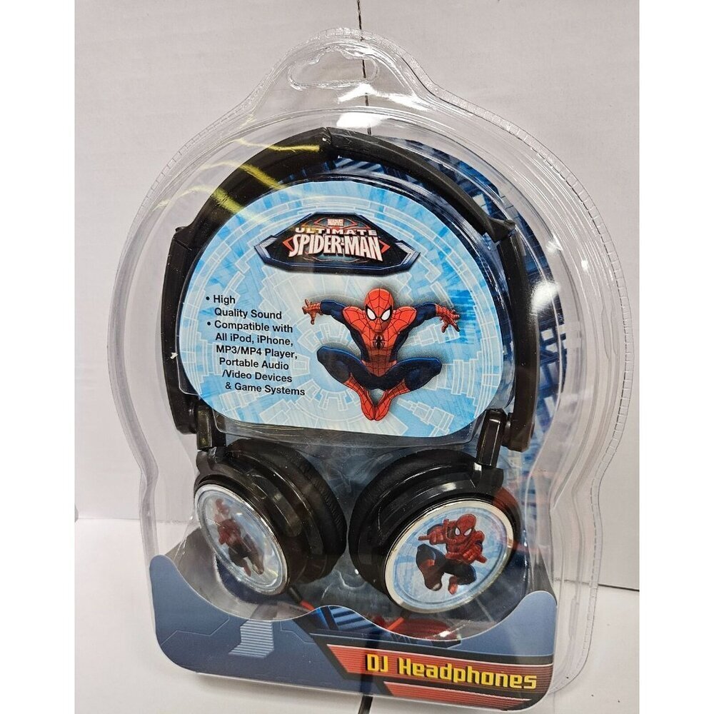 Marvel Spiderman Kids Headphones Stereo Wired 3.5mm DJ, Over The Ear, Boys, NEW